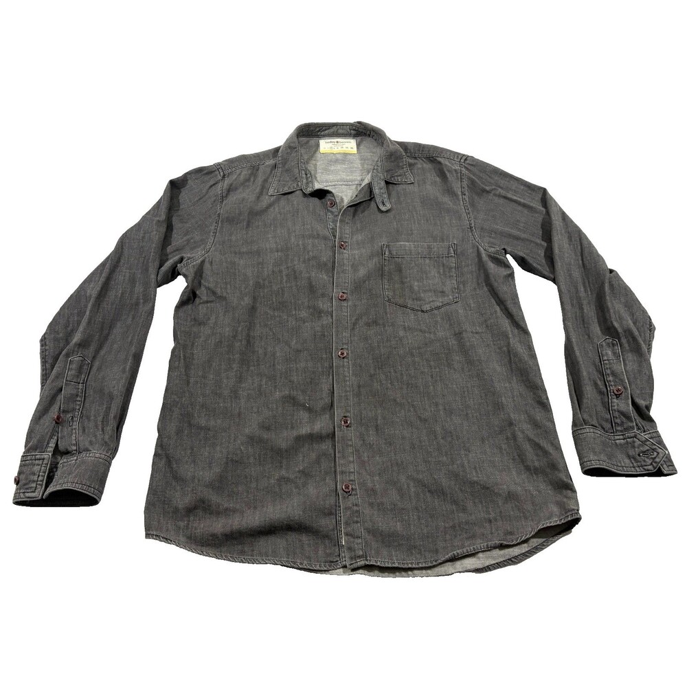 Hedley & Bennett Gray Denim Long Sleeve Utility Shirt Pocket Button Mens M USA